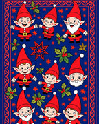Festive Gnomes Holly Red Blue Rug