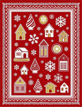 Festive Red Gingerbread Village Snowflakes Rug