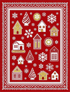 Festive Red Gingerbread Village Snowflakes Rug