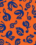 Bold Blue Musical Notes Orange Rug