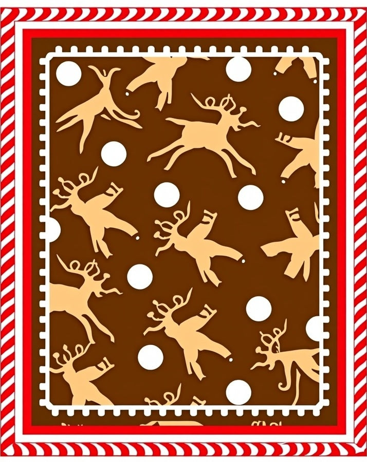 Brown Ginger Reindeer Snowflakes Rug