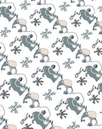 Whimsical Blue Elephant Folk Art Rug