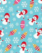 Whimsical Snowman Ice Pop Snowflakes Rug