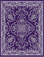 Elegant Plum Floral Medallion Border Rug