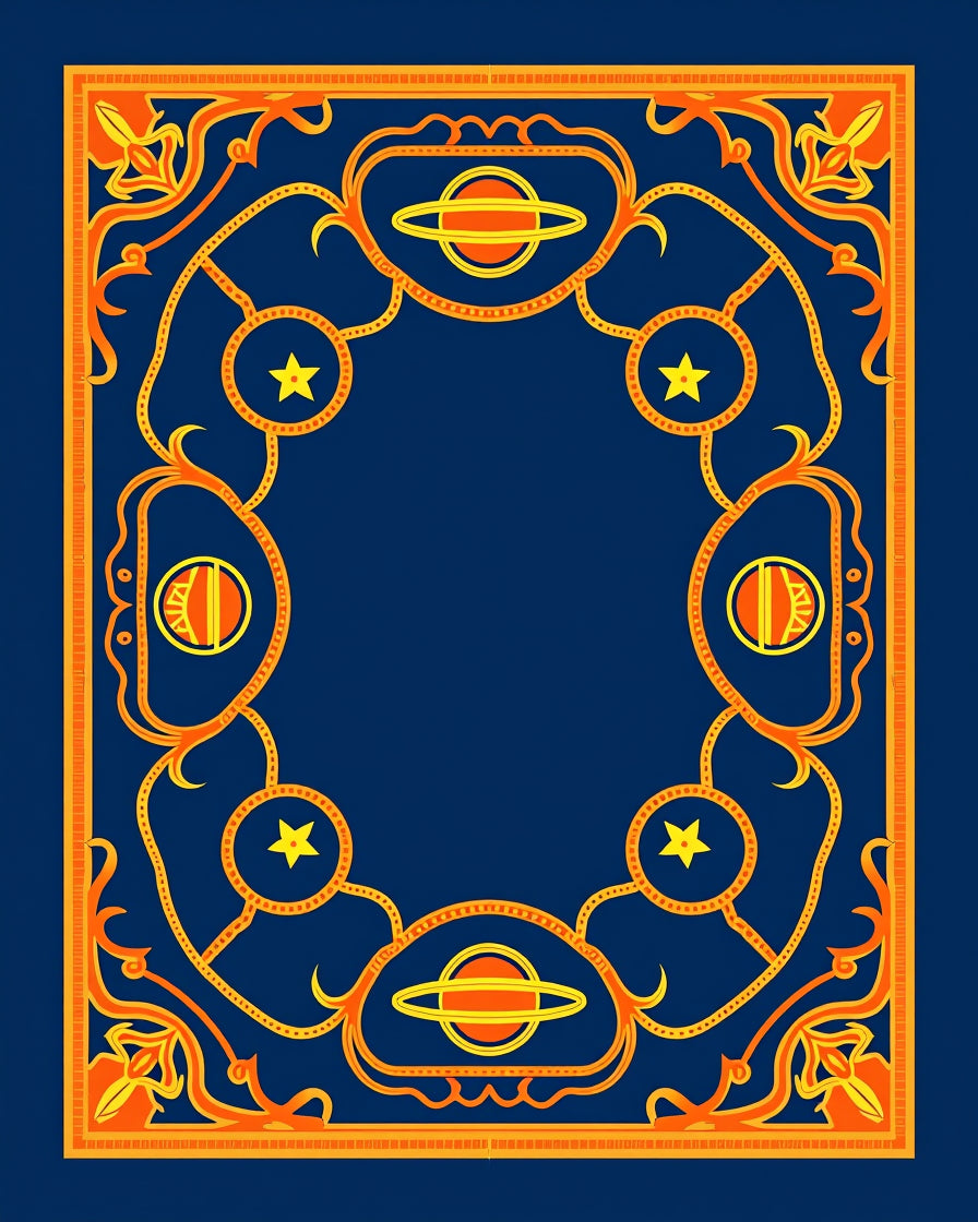Cosmic Blue Orange Planet Star Rug