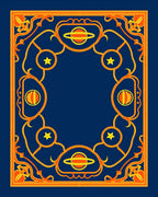 Cosmic Blue Orange Planet Star Rug