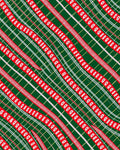 Dark Green Red White Diagonal Ribbon Plaid Rug