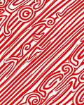 Vibrant Red Swirl Stripe Abstraction Rug