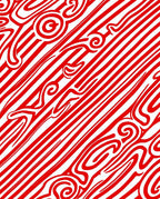 Vibrant Red Swirl Stripe Abstraction Rug