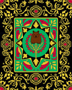 Bold Bear Floral Motif Rug