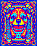 Vibrant Psychedelic Dog Portrait Rug