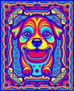 Vibrant Psychedelic Dog Portrait Rug