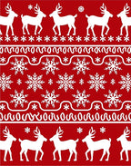 Red White Reindeer Snowflake Holiday Rug