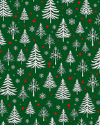 White Evergreen Snowflakes Scattered Red Dots Rug