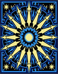 Radiant Blue Golden Sunburst Medallion Rug