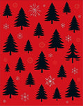 Whimsical Red Black Evergreen Snowflakes Rug