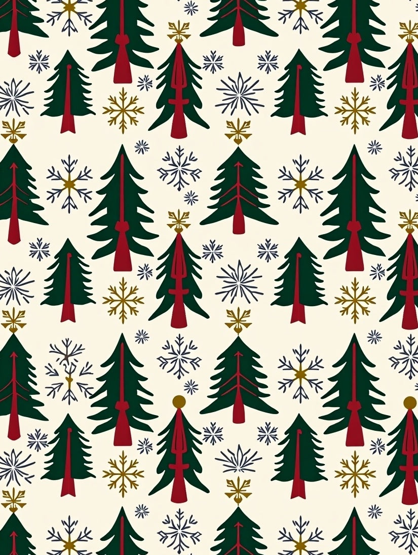 Christmas Trees Snowflakes Festive Collection Rug