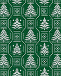 Classic Green White Christmas Tree Medallion Rug