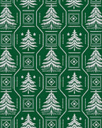 Classic Green White Christmas Tree Medallion Rug