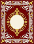 Crimson Gold Floral Medallion Frame Rug