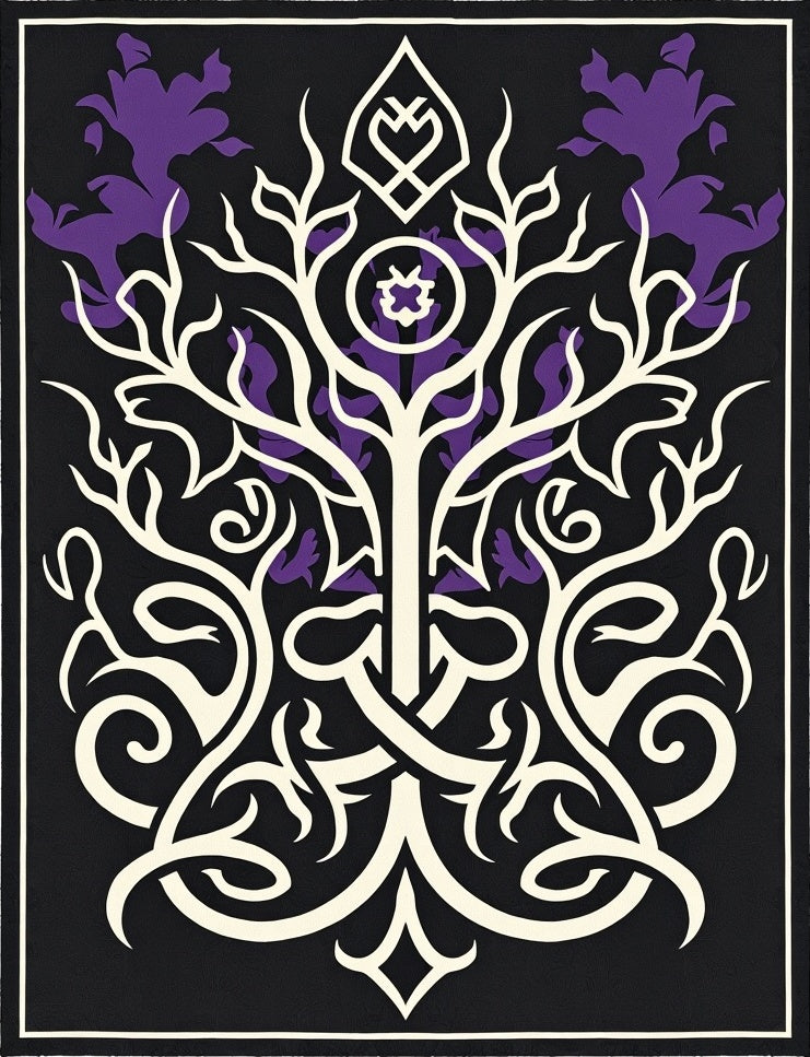 Dark Floral Tree Branch Medallion Rug