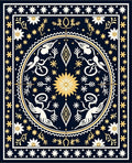 Mystical Navy Gold Celestial Creatures Rug