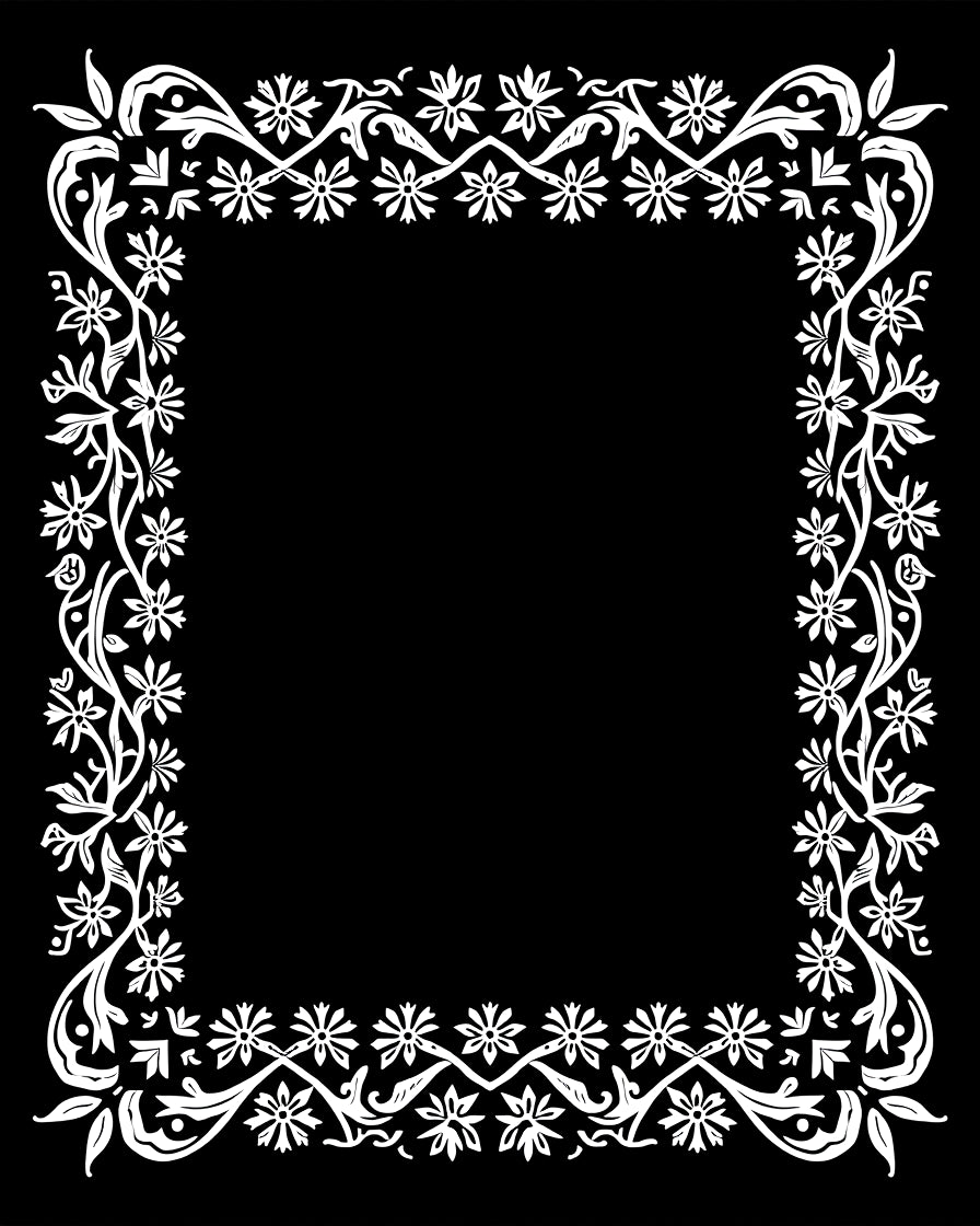 White Floral Vine BorderRug Rug