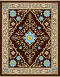 Brown Floral Medallion Gold Border Rug