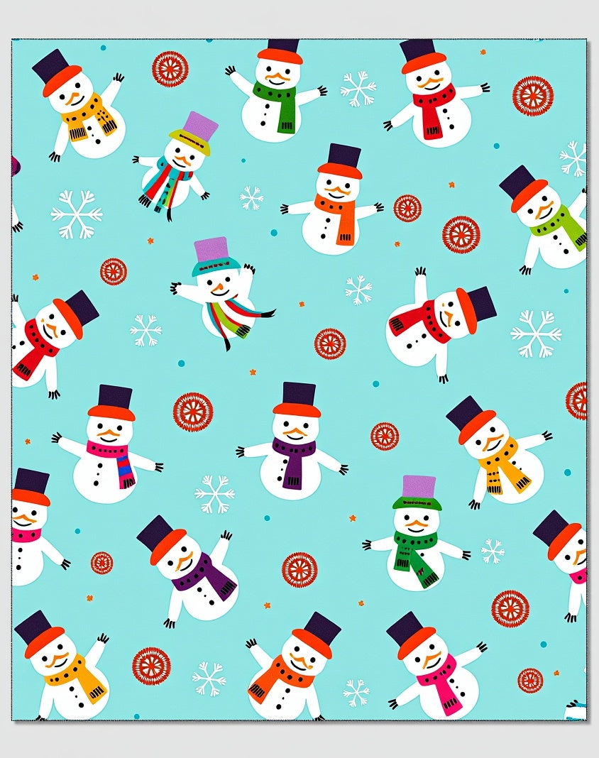 Playful Snowman Winter Snowflakes Rug