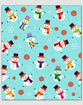 Playful Snowman Winter Snowflakes Rug