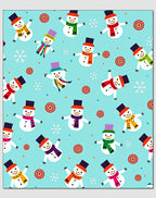 Playful Snowman Winter Snowflakes Rug