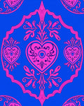 Hot Pink Heart Rococo Blue Rug