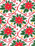 Red Poinsettia Christmas Garland Rug