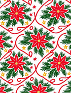 Red Poinsettia Christmas Garland Rug