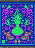 Vibrant Blue Pink Green Floral Vase Rug