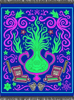 Vibrant Blue Pink Green Floral Vase Rug
