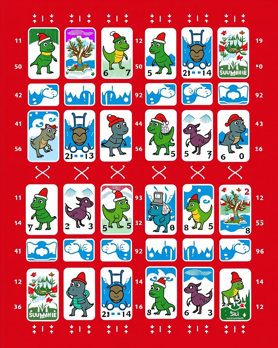 Cute Dinosaur Christmas Card Collection Rug