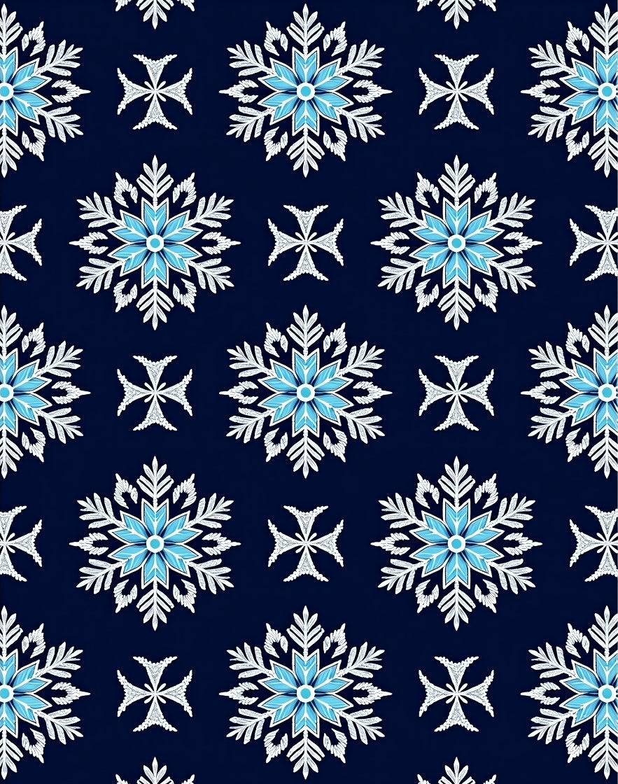 Sky Blue Snowflake Star Motif Rug