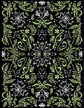 Earthy Green Vine Scroll Medallion Rug