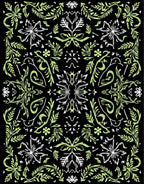 Earthy Green Vine Scroll Medallion Rug