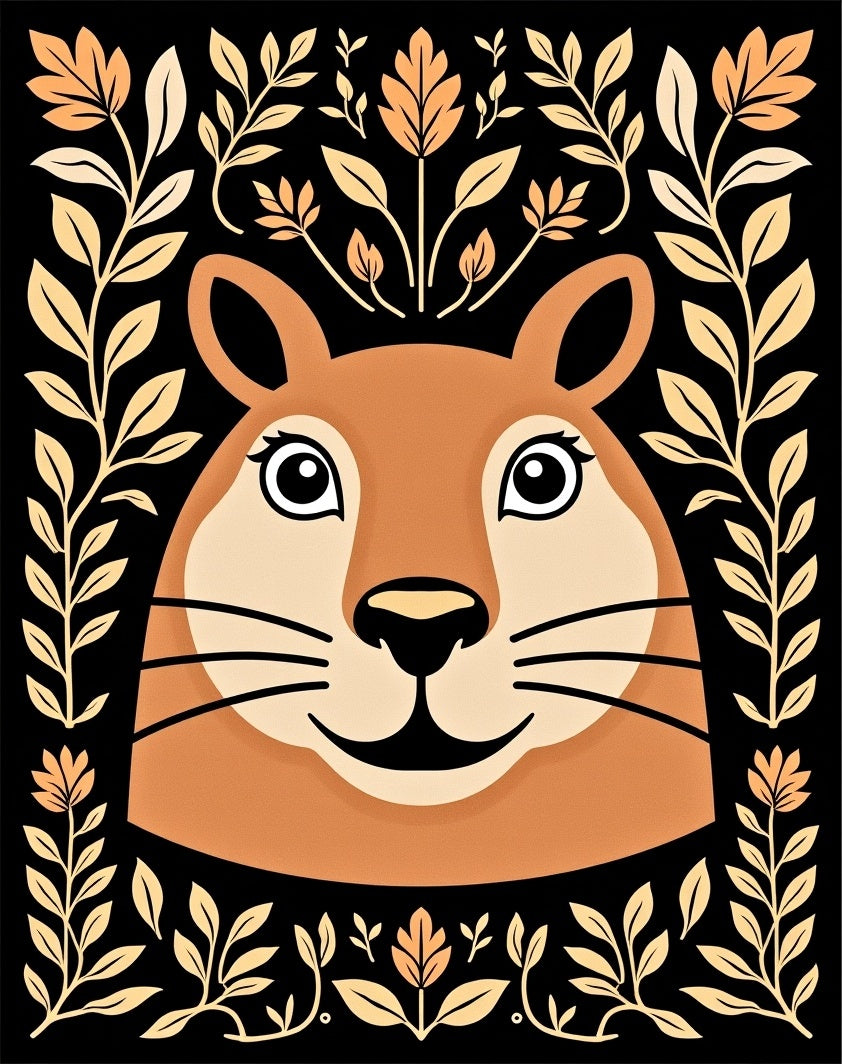 Cute Woodland Creature Floral Accent Rug