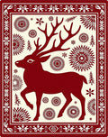 Crimson Reindeer Starburst Border Rug