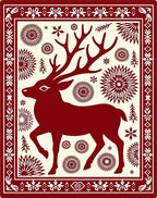 Crimson Reindeer Starburst Border Rug