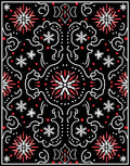Crimson Snowflake Floral Symmetry Rug