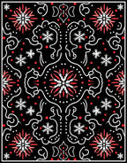 Crimson Snowflake Floral Symmetry Rug