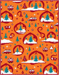 Orange Whimsical Winter Holiday Trees Rug