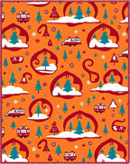 Orange Whimsical Winter Holiday Trees Rug