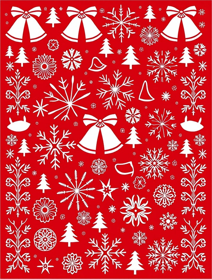 Festive Red White Holiday Icon Mix Rug