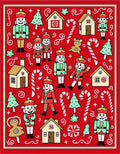 Festive Nutcracker Candy Cane Village Scene Rug