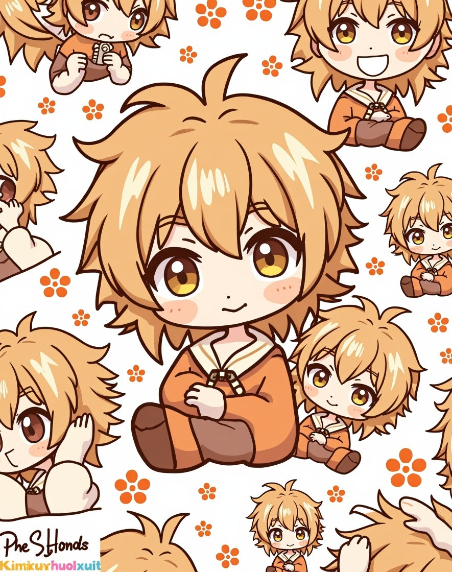 Cute Kawa Child Orange Blossom Collage Rug